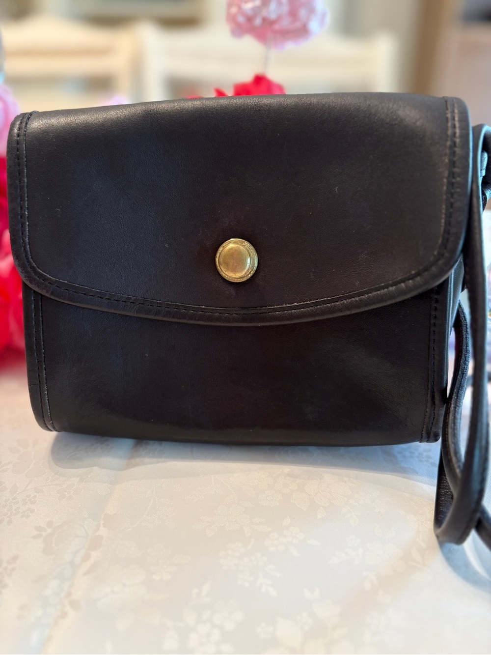 USA VINTAGE COACH CHRISTIE CROSSBODY SHOULDER BLACK LEATHER SPRINGLOCK
